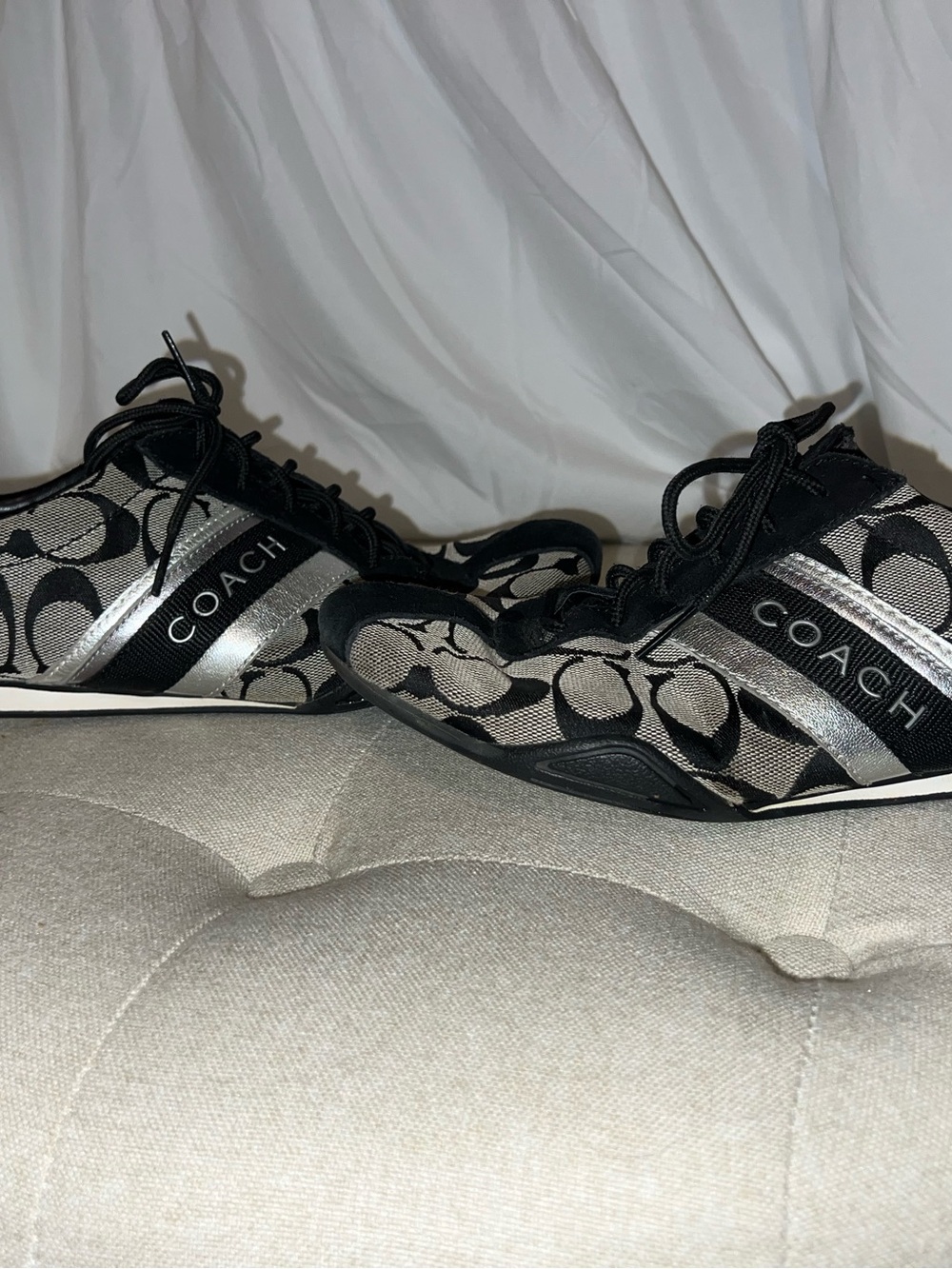 Coach Black & Silver Signature Logo Sneakers - Picture 4 of 8